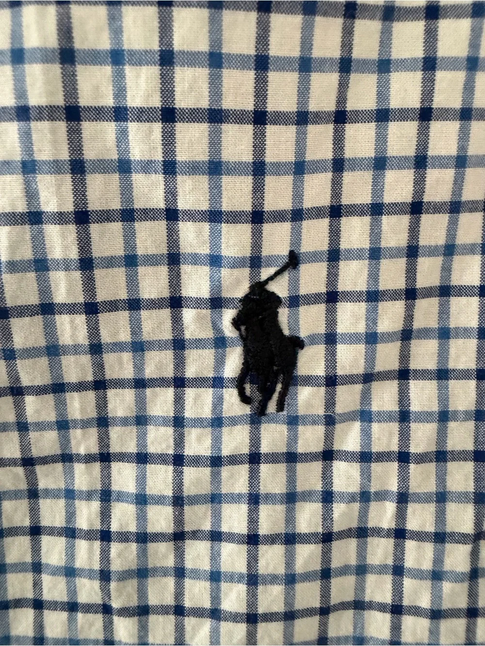 Ralph Lauren White and Blue Windowpane Button-Down Shirt